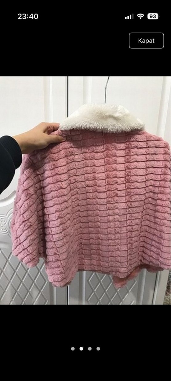 Pembe Peluş Kısa Kürk Detaylı Ceket - Görsel 2