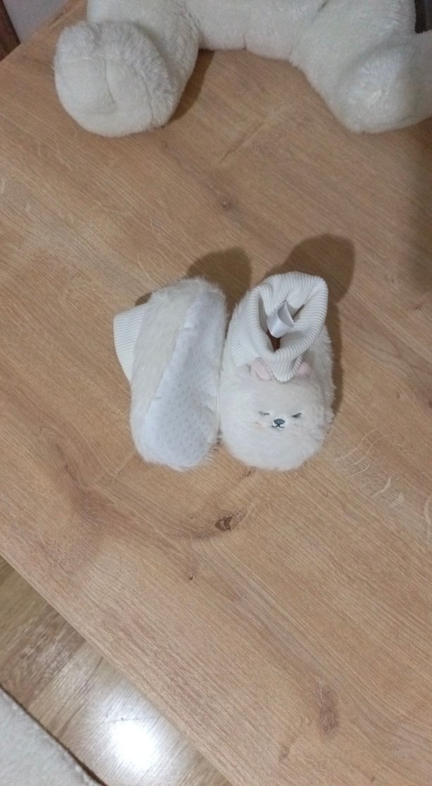 Beyaz Nakışlı Kız Çocuk Sıcak Ev Terliği - Görsel 2