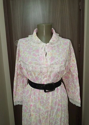 Pembe Vintage Bohem Uzun Kadın elbise - Görsel 2