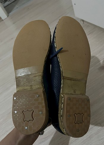 Kadın Deri Lacivert babet - Görsel 6