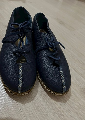 Kadın Deri Lacivert babet - Görsel 2