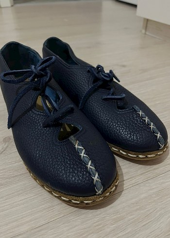 Kadın Deri Lacivert babet - Görsel 5