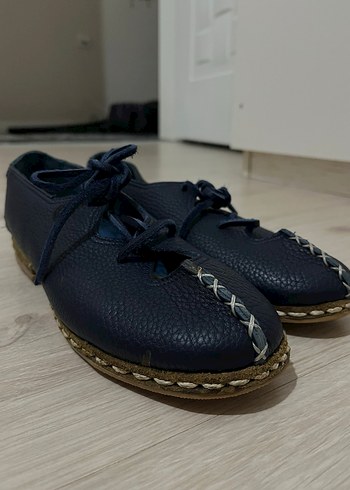 Kadın Deri Lacivert babet - Görsel 8