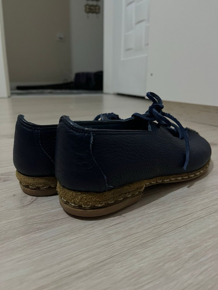 Kadın Deri Lacivert babet - Görsel 4