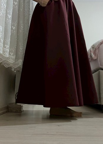 Bordo poplin Kadın Uzun Etek - Görsel 2