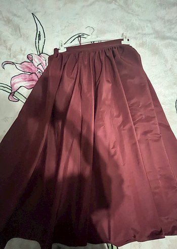 Bordo poplin Kadın Uzun Etek - Görsel 7