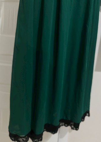 Yeşil Uzun Kollu Dökümlü Uzun Elbise - Görsel 6