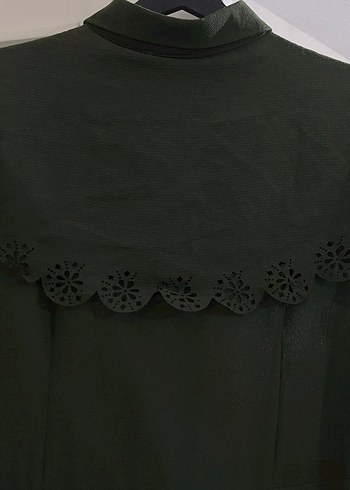 Yeşil Nakışlı Vintage Uzun Elbise - Görsel 5