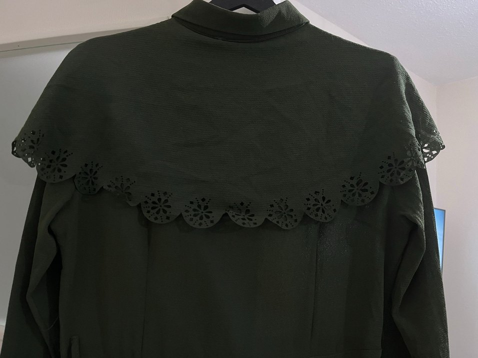 Yeşil Nakışlı Vintage Uzun Elbise - Görsel 5