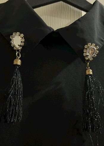 Püsküllü Siyah Uzun Kollu Gotik Elbise - Görsel 4