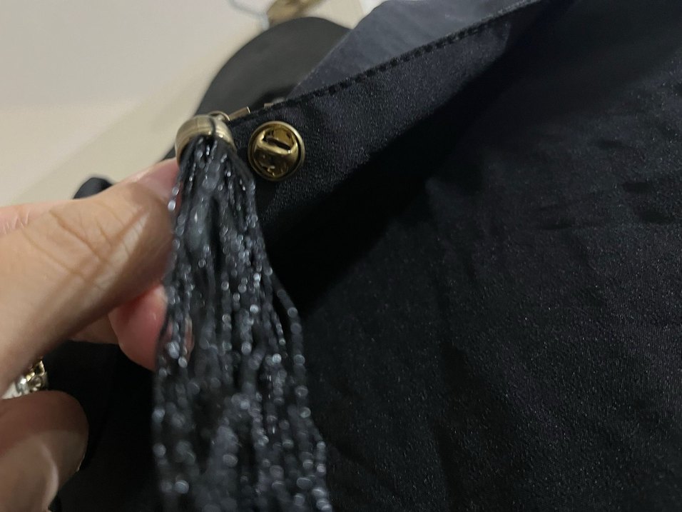 Püsküllü Siyah Uzun Kollu Gotik Elbise - Görsel 3