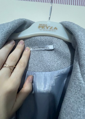 Gri Düğmeli Klasik uzun Kaban - Görsel 9