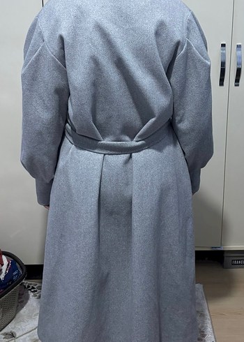 Gri Düğmeli Klasik uzun Kaban - Görsel 5