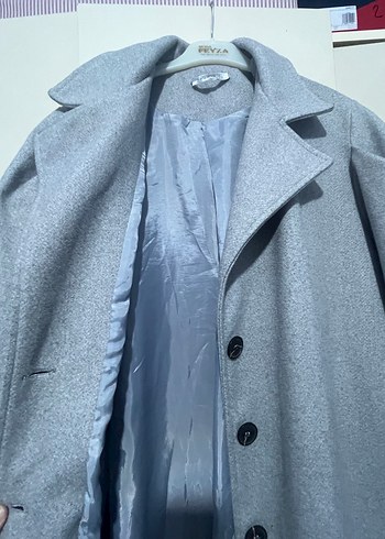 Gri Düğmeli Klasik uzun Kaban - Görsel 8