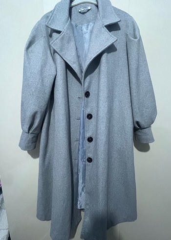 Gri Düğmeli Klasik uzun Kaban - Görsel 7