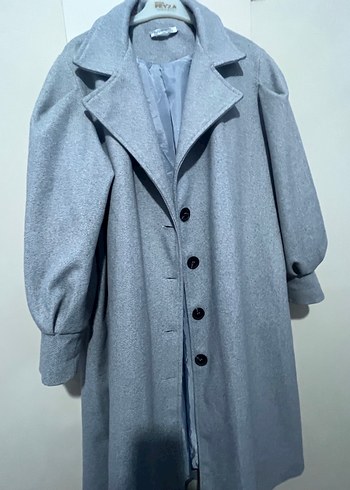 Gri Düğmeli Klasik uzun Kaban - Görsel 11