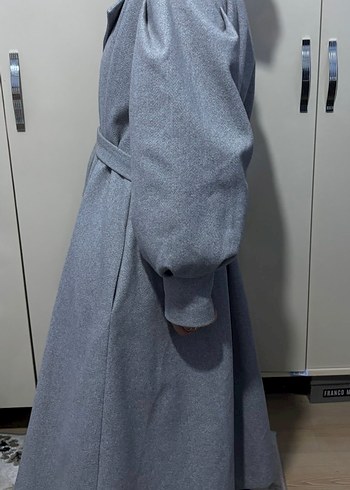 Gri Düğmeli Klasik uzun Kaban - Görsel 6