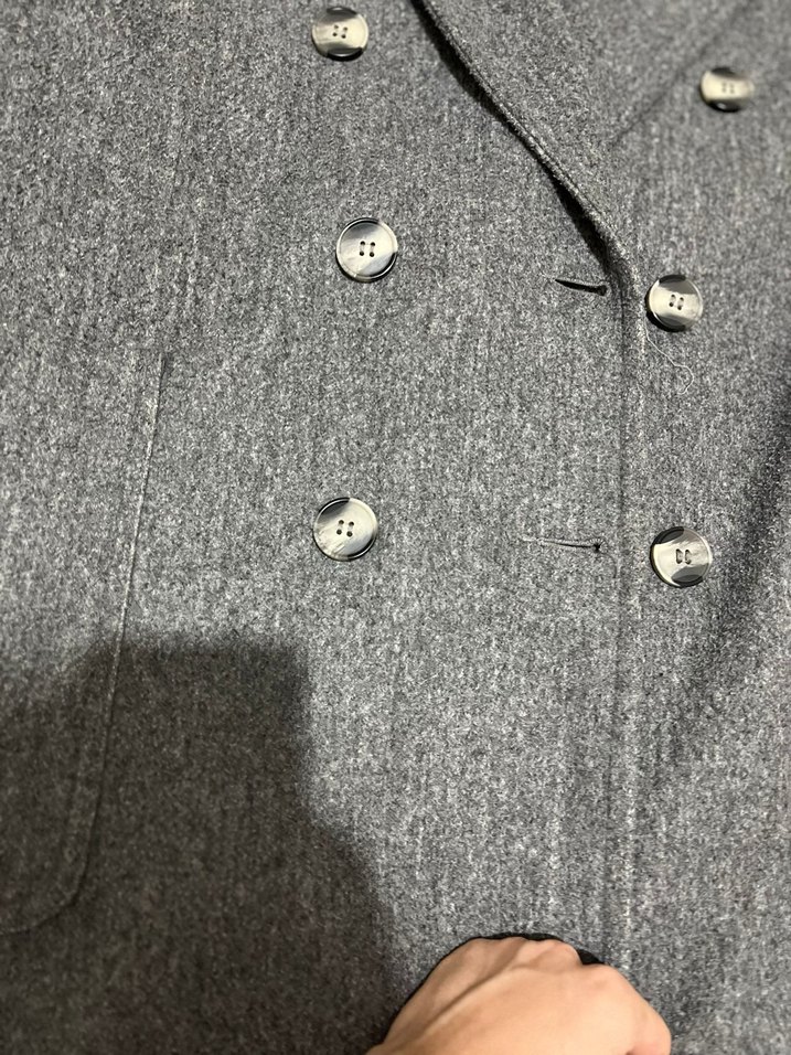 Düğmeli Gri Kadın Kaban - Görsel 5