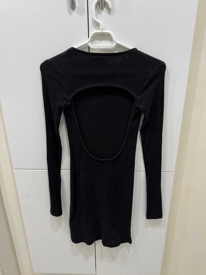 Siyah Uzun Kollu Kadın Triko Elbise - Görsel 2