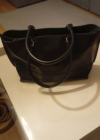 Klasik Siyah Deri Kadın Ofis Çantası - Görsel 5