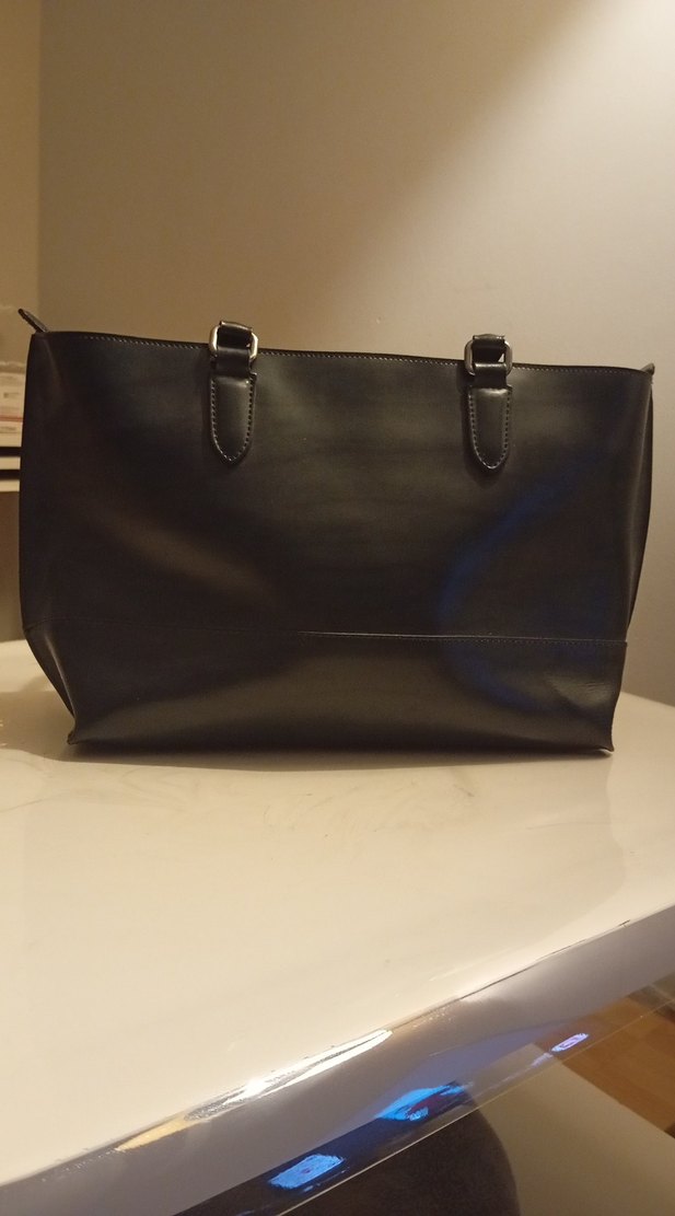 Klasik Siyah Deri Kadın Ofis Çantası - Görsel 2