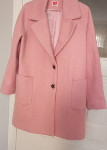 Pembe Düğmeli Kadın Kaban - Görsel 3