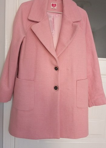 Pembe Düğmeli Kadın Kaban - Görsel 2