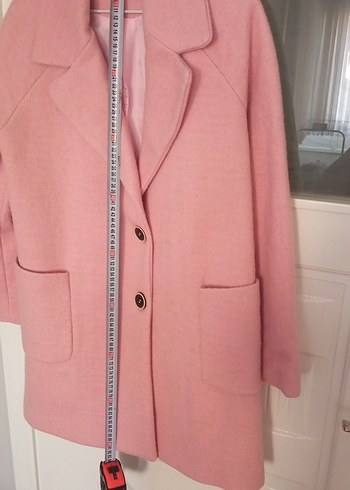 Pembe Düğmeli Kadın Kaban - Görsel 8