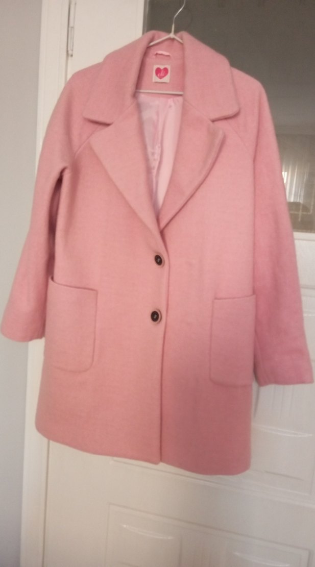 Pembe Düğmeli Kadın Kaban - Görsel 3