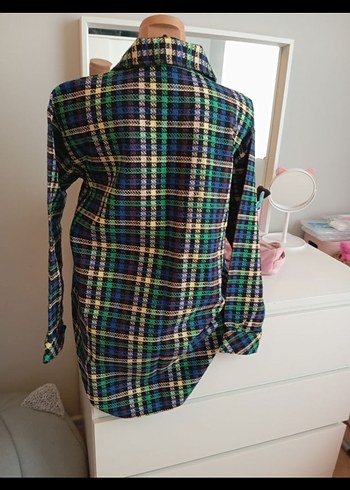 DÜĞMELİ ÇİFT KAPAKLI CEPLİ EKOSE KADIN CEKET. - Görsel 2