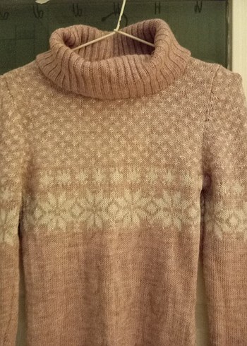 Bohem Tarz Lila Yüksek Yakalı Örgü Kazak - Görsel 7