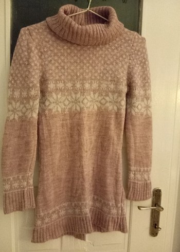 Bohem Tarz Lila Yüksek Yakalı Örgü Kazak - Görsel 5