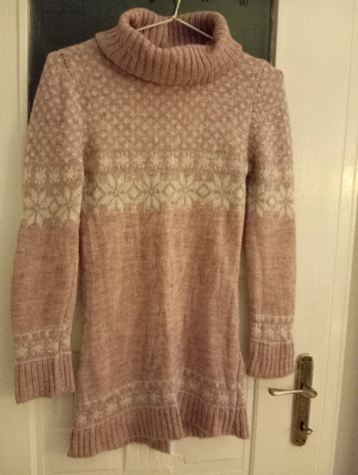 Bohem Tarz Lila Yüksek Yakalı Örgü Kazak - Görsel 5