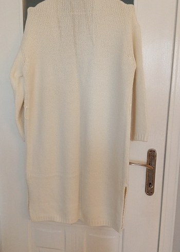 Uzun Kollu Beyaz Triko Hırka BLOGGER KNIT - Görsel 12