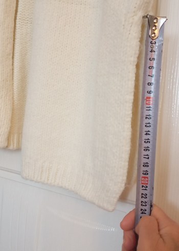 Uzun Kollu Beyaz Triko Hırka BLOGGER KNIT - Görsel 6