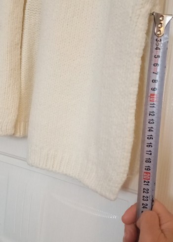 Uzun Kollu Beyaz Triko Hırka BLOGGER KNIT - Görsel 7