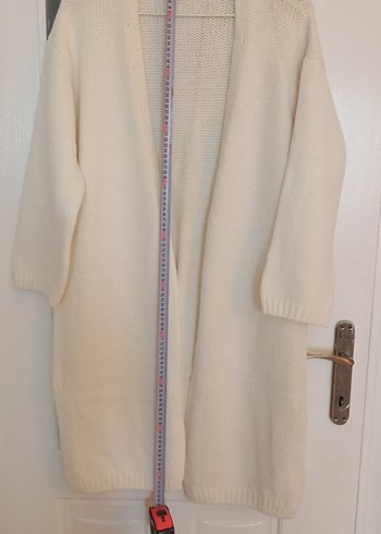 Uzun Kollu Beyaz Triko Hırka BLOGGER KNIT - Görsel 5