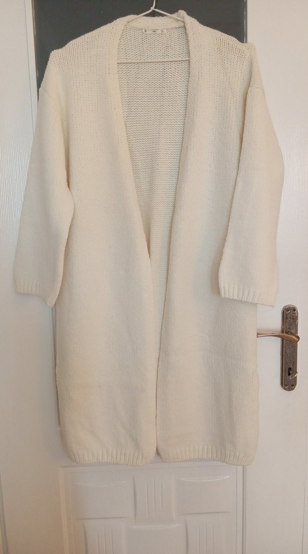 Uzun Kollu Beyaz Triko Hırka BLOGGER KNIT - Görsel 2