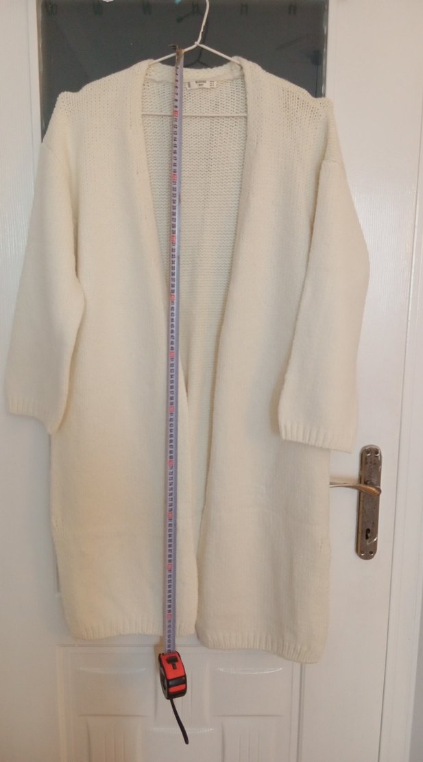 Uzun Kollu Beyaz Triko Hırka BLOGGER KNIT - Görsel 4