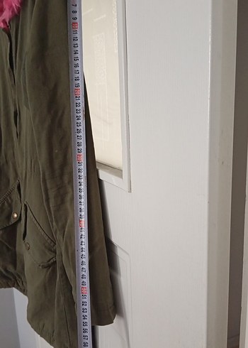 Düğmeli Pembe Kürklü Midi Kadın Ceket - Görsel 10