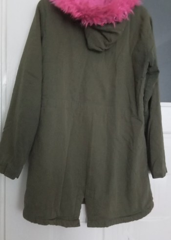 Düğmeli Pembe Kürklü Midi Kadın Ceket - Görsel 4