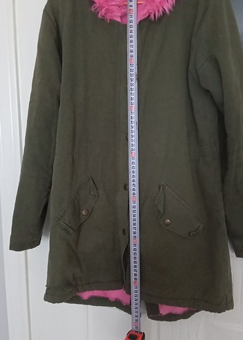 Düğmeli Pembe Kürklü Midi Kadın Ceket - Görsel 8