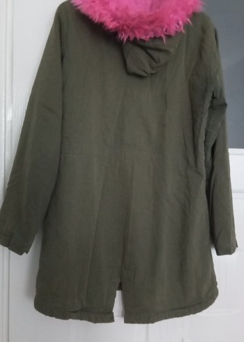 Düğmeli Pembe Kürklü Midi Kadın Ceket - Görsel 5