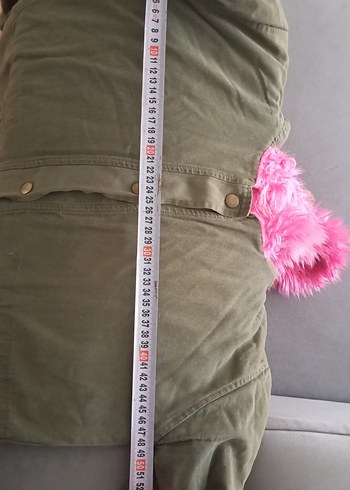 Düğmeli Pembe Kürklü Midi Kadın Ceket - Görsel 13