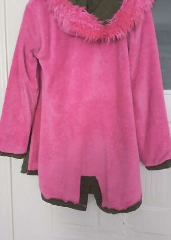 Düğmeli Pembe Kürklü Midi Kadın Ceket - Görsel 16