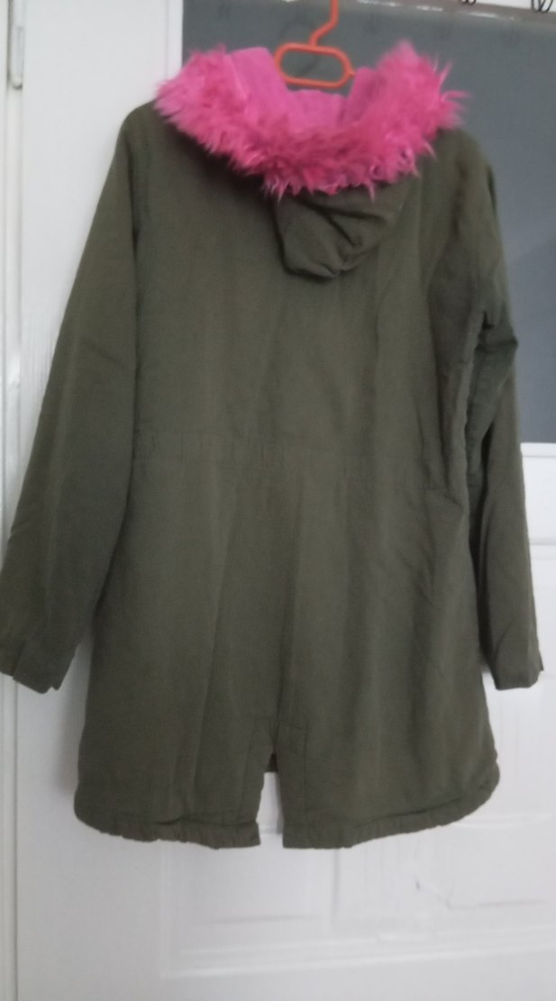 Düğmeli Pembe Kürklü Midi Kadın Ceket - Görsel 4