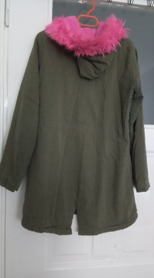 Düğmeli Pembe Kürklü Midi Kadın Ceket - Görsel 5