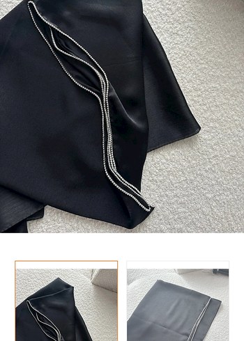 Siyah Işıltılı Boncuklu janjan Kadın Şal - Görsel 3