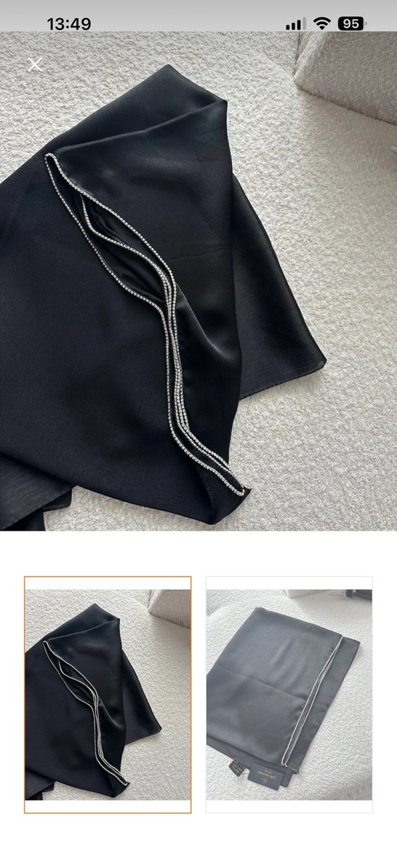 Siyah Işıltılı Boncuklu janjan Kadın Şal - Görsel 3