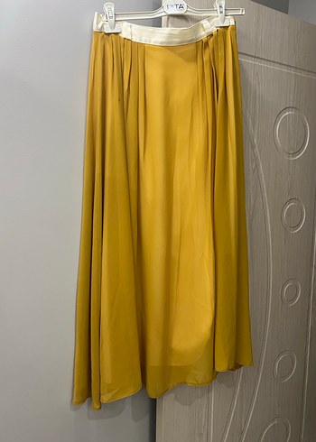 Sarı Uzun Drapeli Kadın Etek - Görsel 3